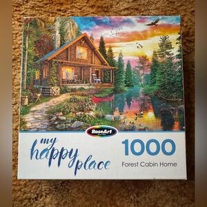 RoseArt 1000pc Puzzle "Forest Cabin Home" - My Happy Place